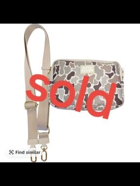 Beige Camo Crossbody Bag with Adjustable Strap